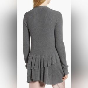 Chelsea28 Gray Rufdle Cardigan